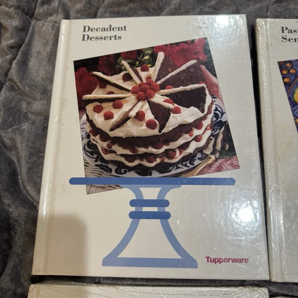 4 NEW Tupperware Cookbooks Recipe Books Set Salads Pasta Chocolate‎ Cookies Vtg
